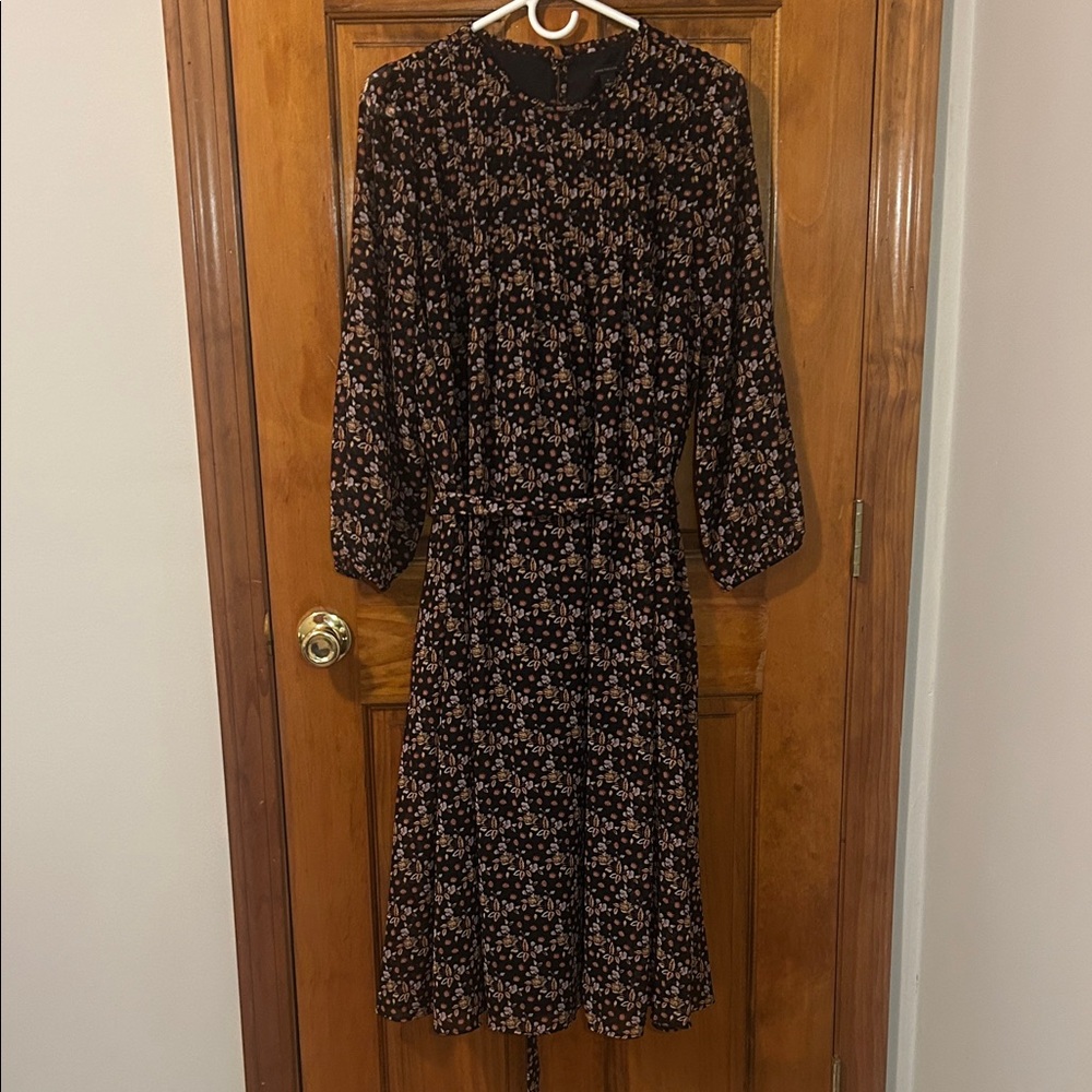 Ann Taylor Pleated Floral Dress w/Belt